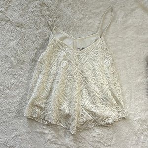 american eagle white cropped lace top XS